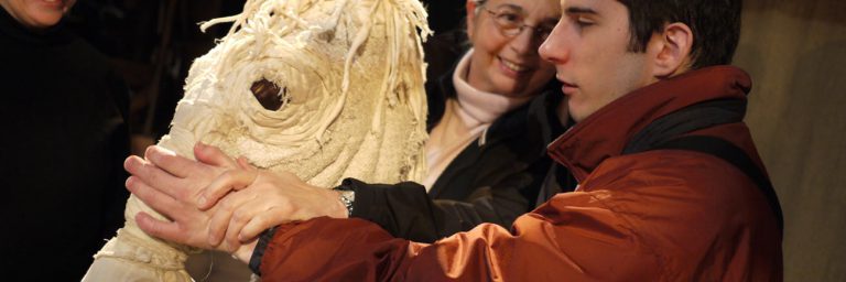 photo: touching Don Quixote’s horse designed by Melody Anderson (Rick Waines/Surrey Arts Centre)