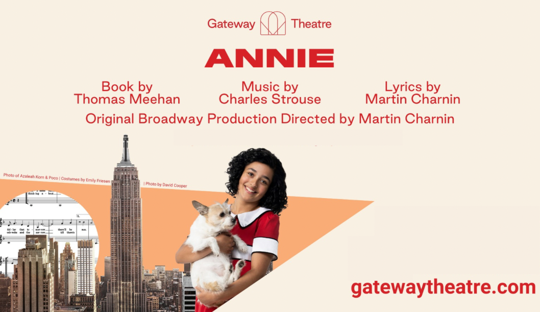 Promotional image for Annie, presented by Gateway Theatre.