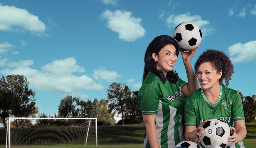 Melissa Oei as Mrs. Ford & Jennifer Lines as Mrs. Page in The Merry Wives of Windsor (2026).